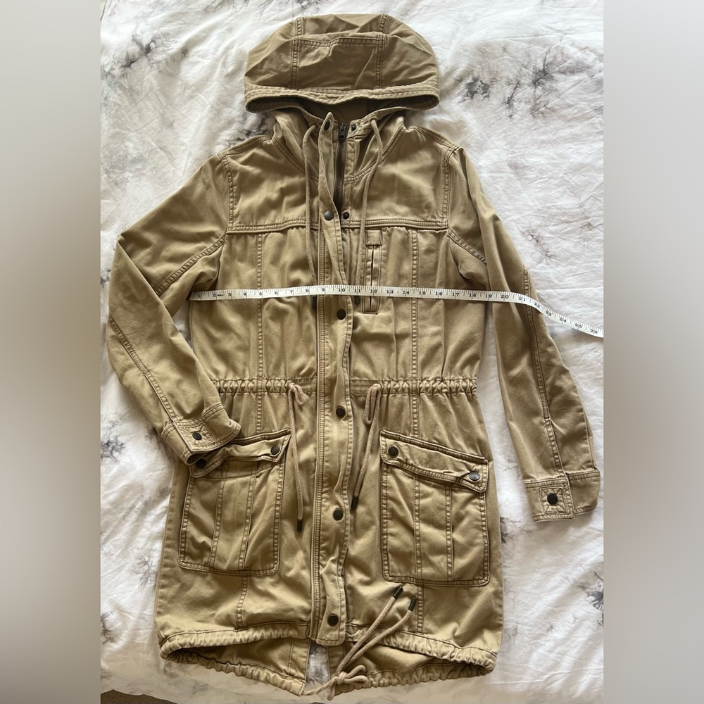 Abercrombie & Fitch Longlined Cargo Utility Jacket - Khaki - Small